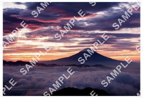 朝焼けの富士山と雲海2